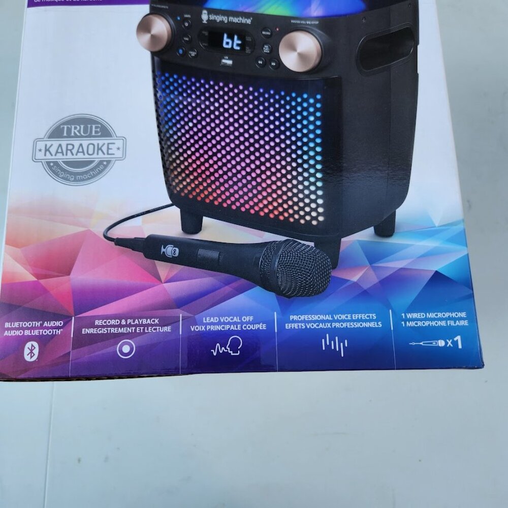 New Karaoke Singing Machine Portable Bluetooth Speaker Microphone Light Show Par - Picture 2 of 16